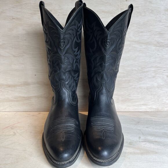 Ariat Mens Size 10 D Black Leather Cowboy Western Boots Style 34770 - Picture 2 of 13